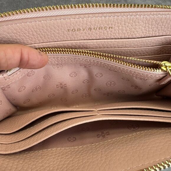 Tory Burch Metallic Gold Pink Full Zip Wallet - Picture 11 of 13